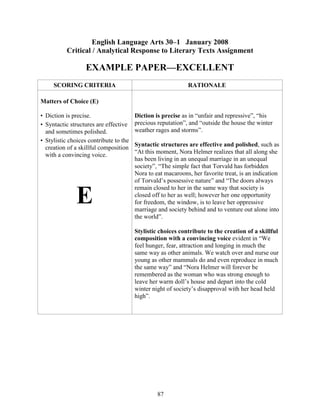 Examples Student Writing January 2008 | PDF
