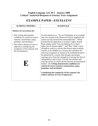 Examples Student Writing January 2008 | PDF