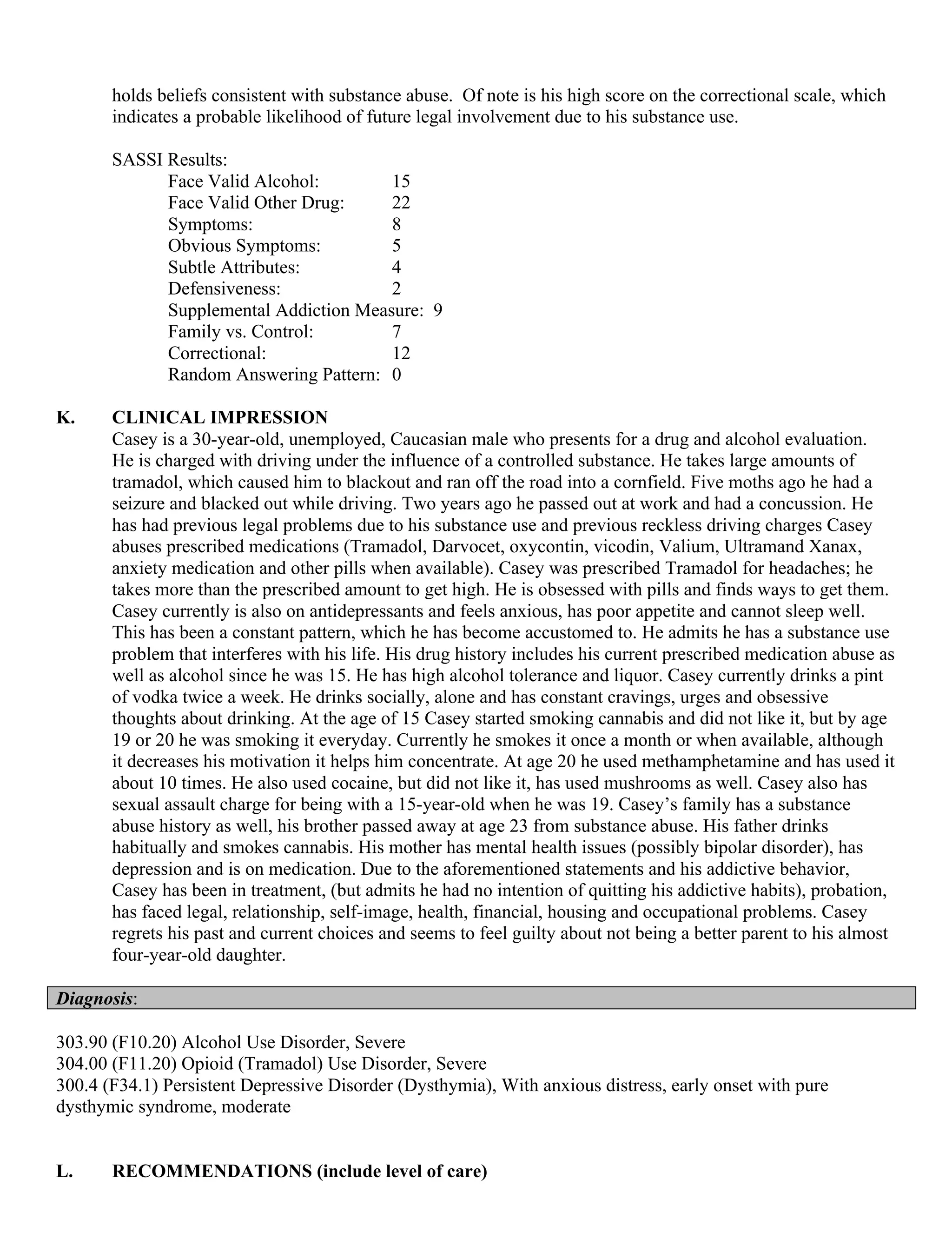 Example SA Assessment Diagnosis | PDF