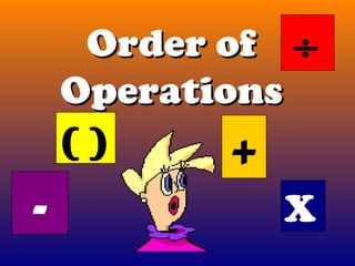 Order ofOrder of
OperationsOperations
( ) +
X-
÷
 