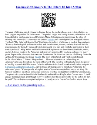 Examples Of Chivalry In The Return Of King Arthur | PDF