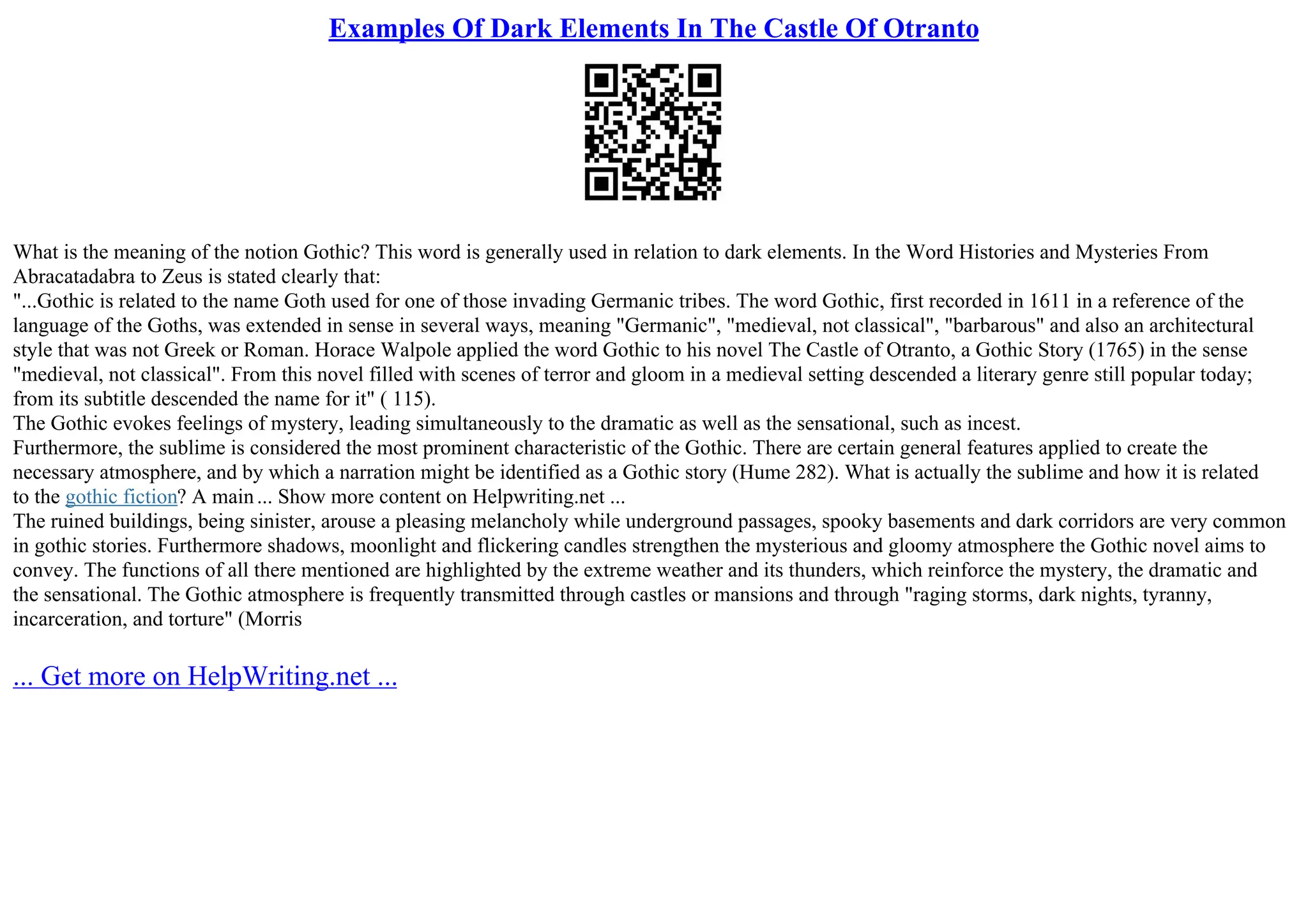 Dark Elements and Gothic Conventions in Castle of Otranto PPT