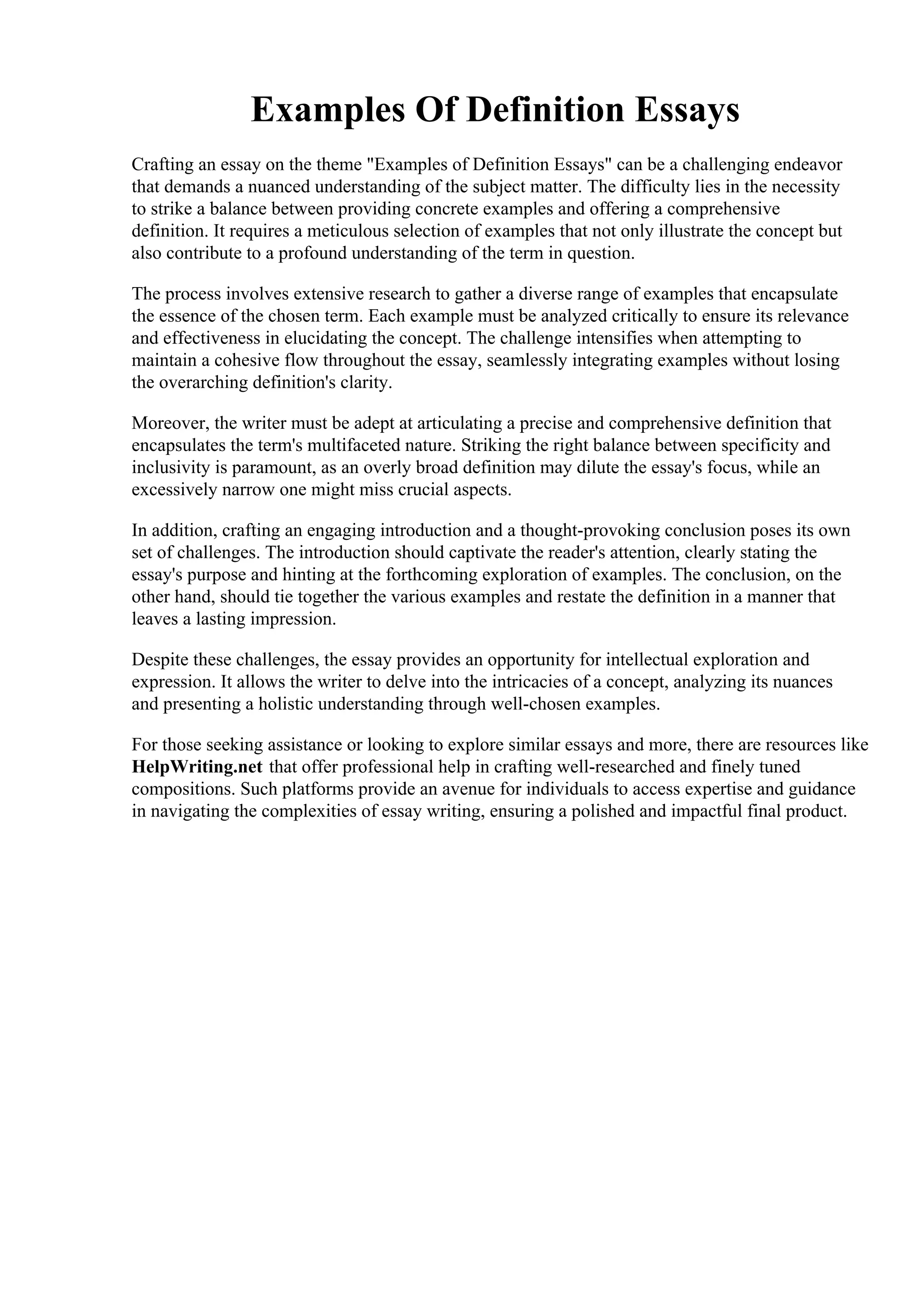 Examples Of Definition Essays PDF