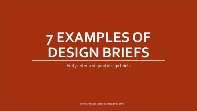 Architecture Design Brief examples of design briefs Architecture Design Brief examples of design briefs