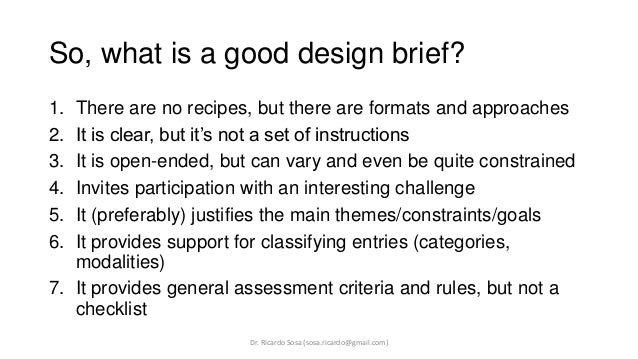 Architecture Design Brief examples of design briefs Architecture Design Brief examples of design briefs
