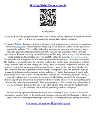 How To Write Style Writing Example Examples Of Different Types Of Essays | PDF