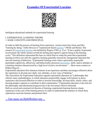 Examples Of Experiential Learning | PDF