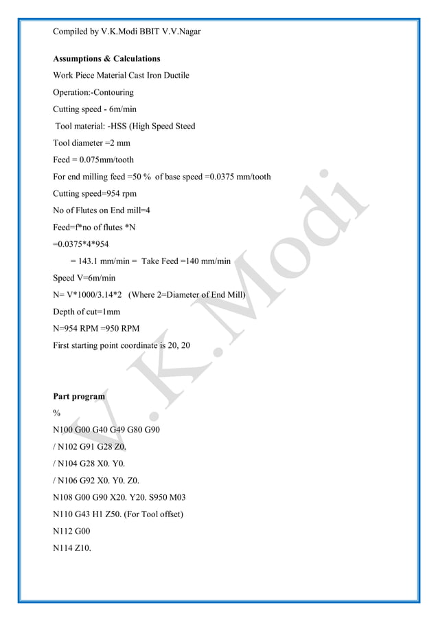 Examples of g code an d m code programs for milling | PDF | Business ...
