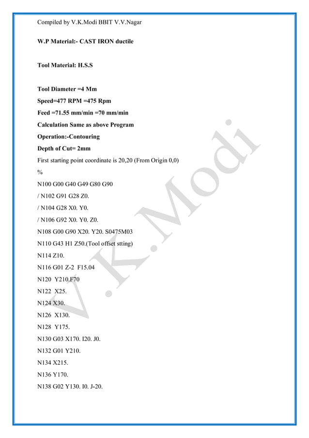 Examples of g code an d m code programs for milling | PDF | Business ...
