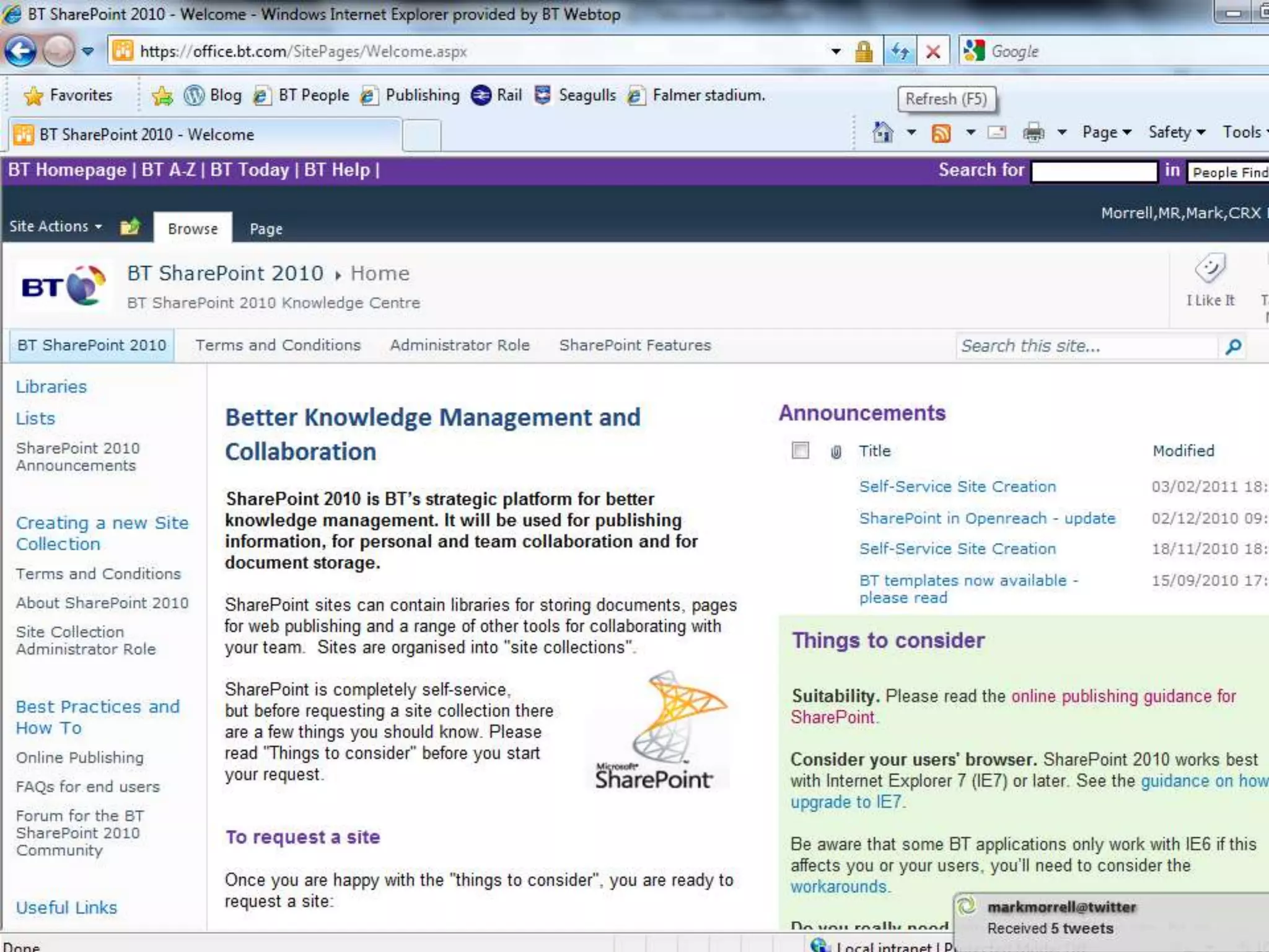 Examples of BT using SharePoint 2010