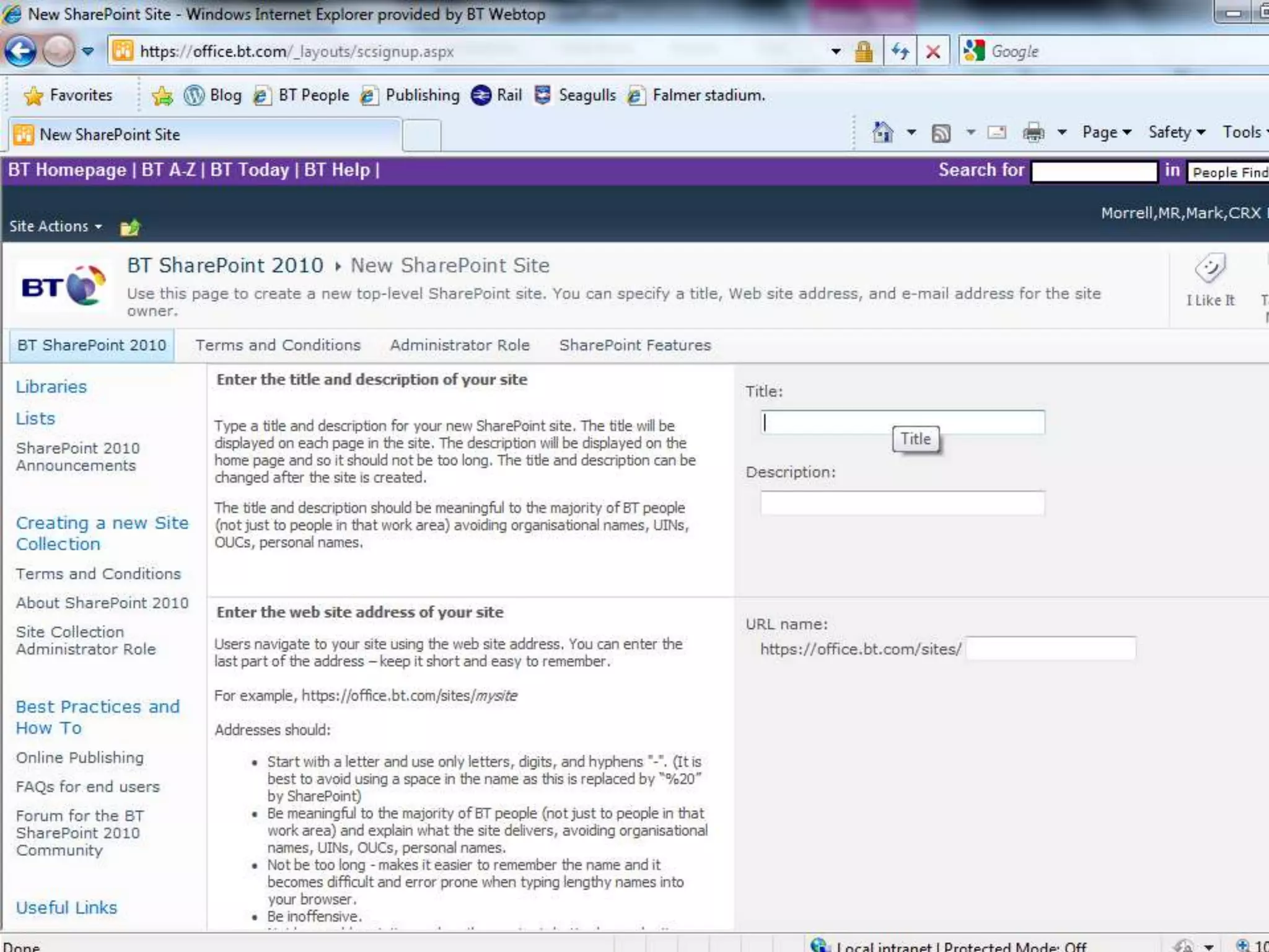 Examples of BT using SharePoint 2010
