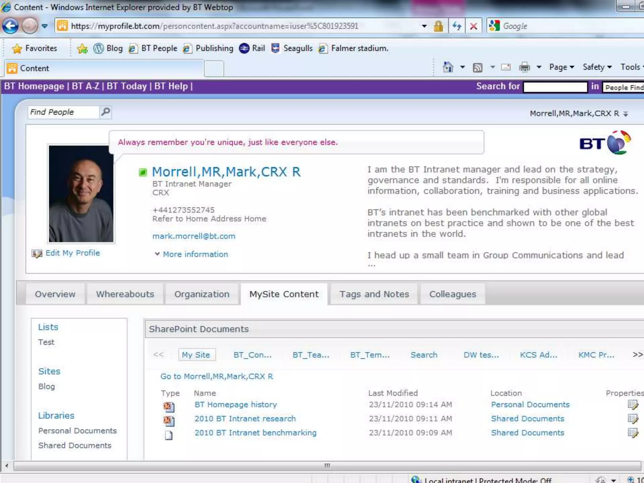 Examples of BT using SharePoint 2010