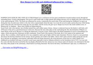 Using the Document-Based Questions Technique for Literature: Harper Lee's To  Kill a Mockingbird Book, English: Teacher's Discovery