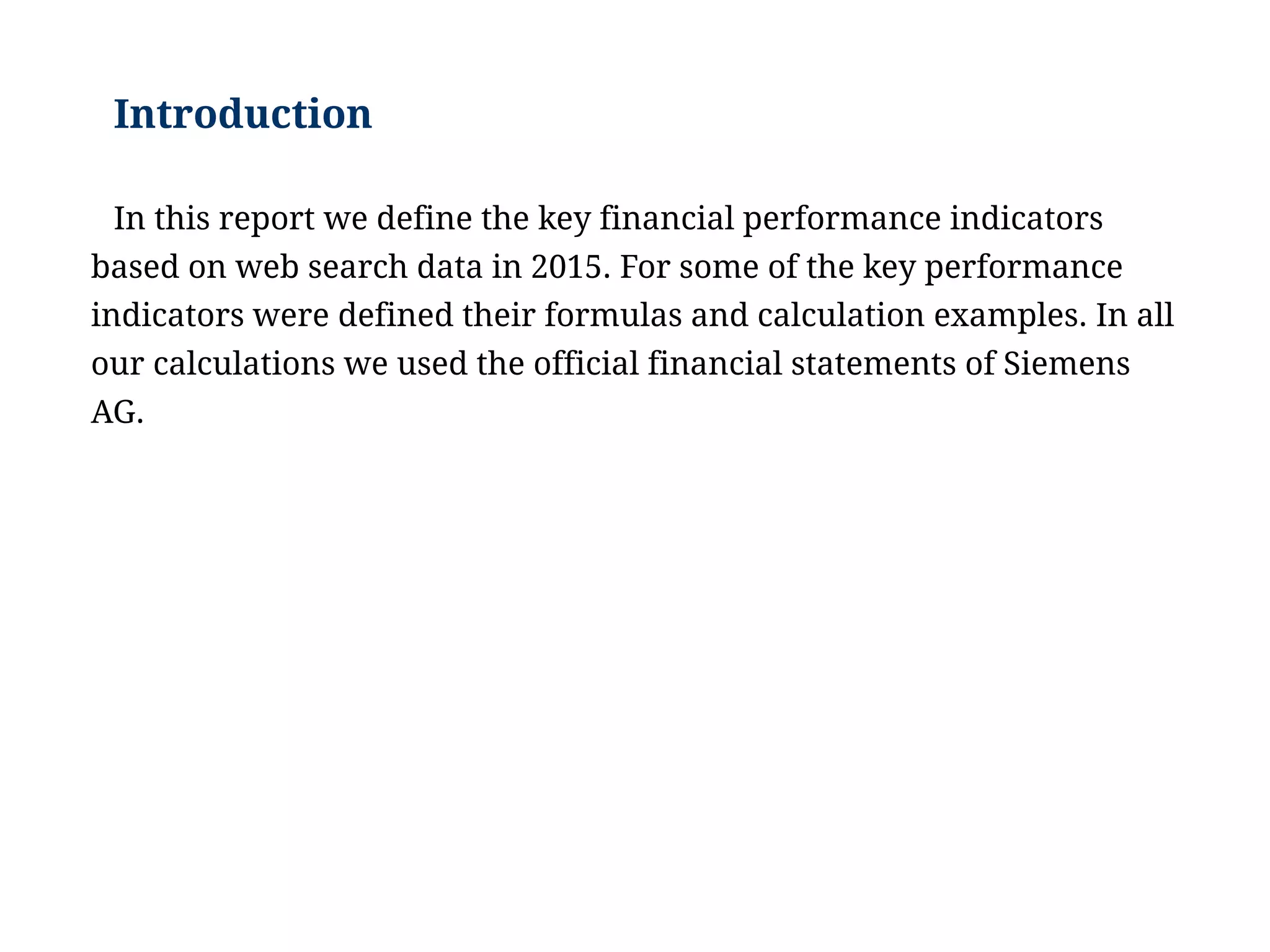 Examples of Key Financial Performance Indicators Financial KPI