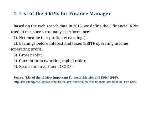 Kpi For Finance Department Pdf Financeviewer