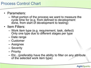 Process Control Chart<br />Parameters:<br />What portion of the process we want to measure the cycle time for (e.g. from d...