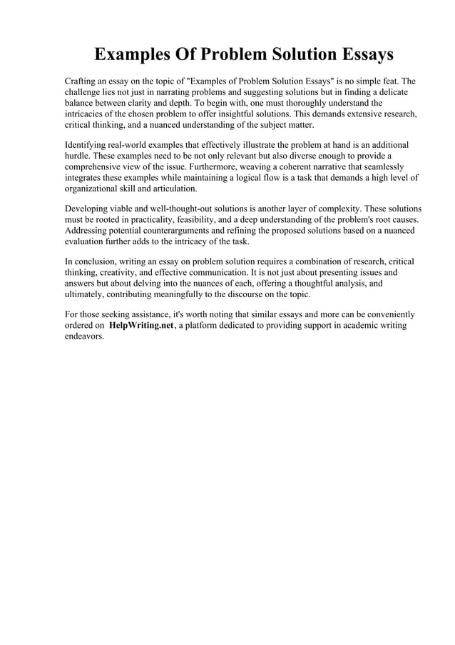 Examples Of Problem Solution Essays. What is an academic problem ...