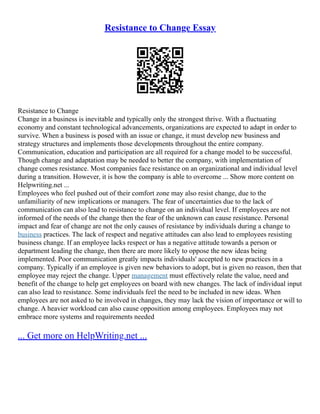 Examples Of Resistance To Change | PDF