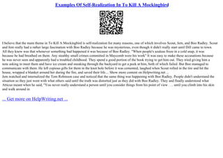 Examples Of Self-Realization In To Kill A Mockingbird | PPT