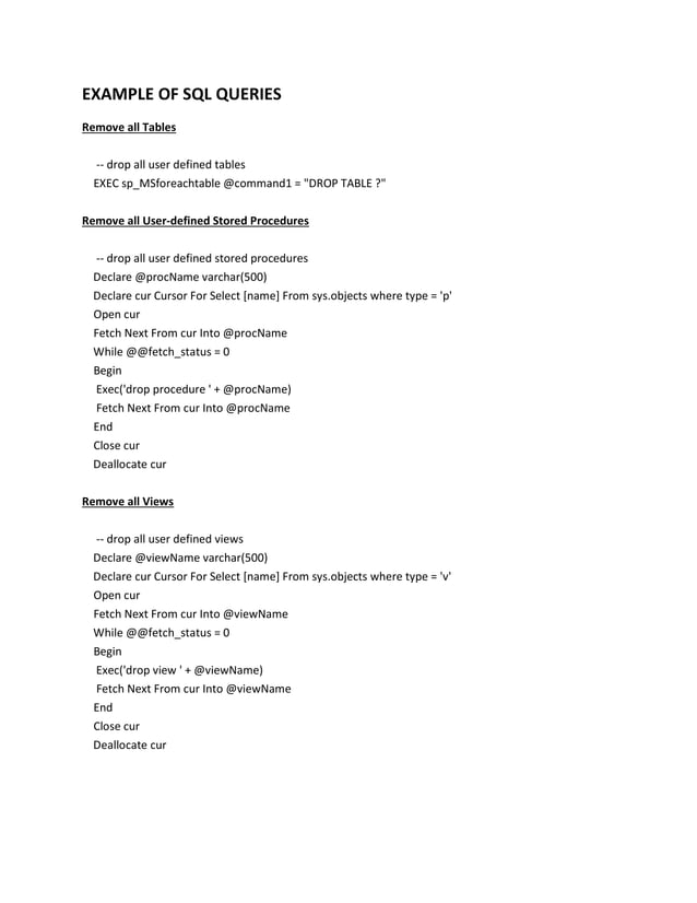 Examples of sql queries | PDF
