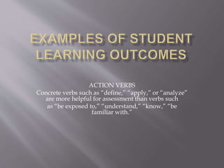 Examples of student learning outcomes | PPTX | Educational Assessment ...