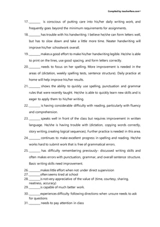 Examples of teacher’s comments to be included in the pbd template | DOCX