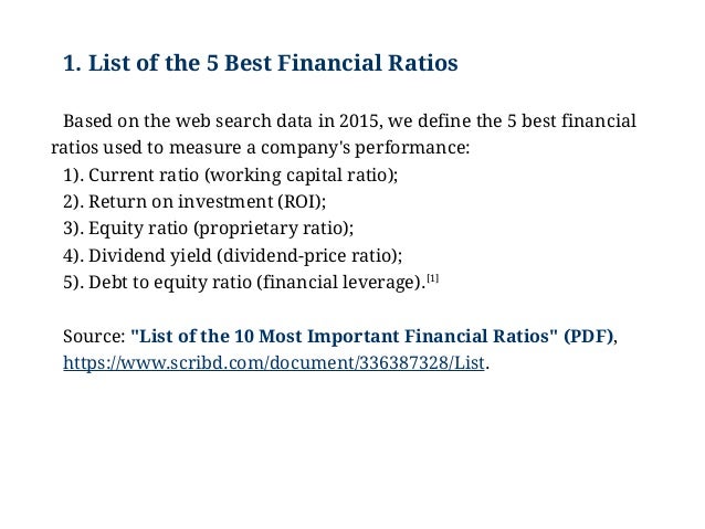 Examples Of The Best Financial Ratios Key Financial Ratio Formulas
