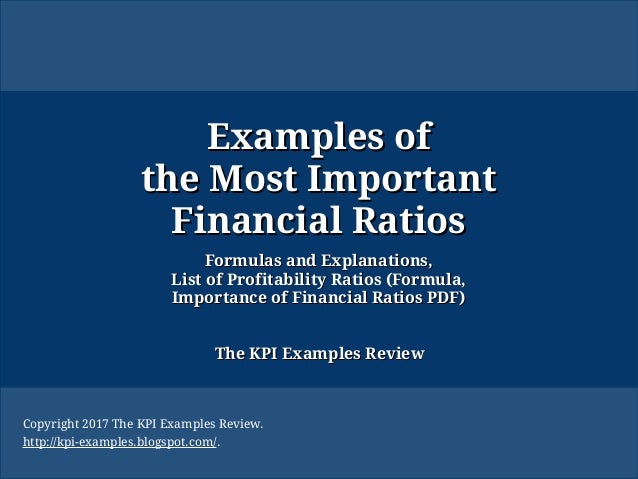 examples of the most important financial ratios formulas and explana list of financial formulas
