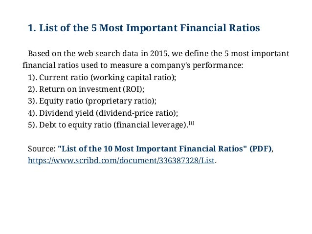 examples of the most important financial ratios formulas list of financial formulas