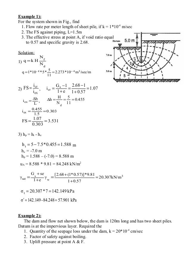 Examples On Seepage