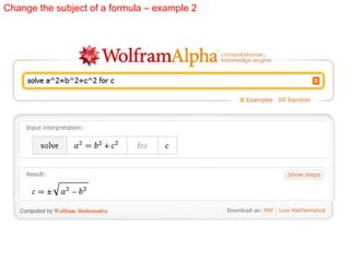 Change the subject of a formula – example 2
 