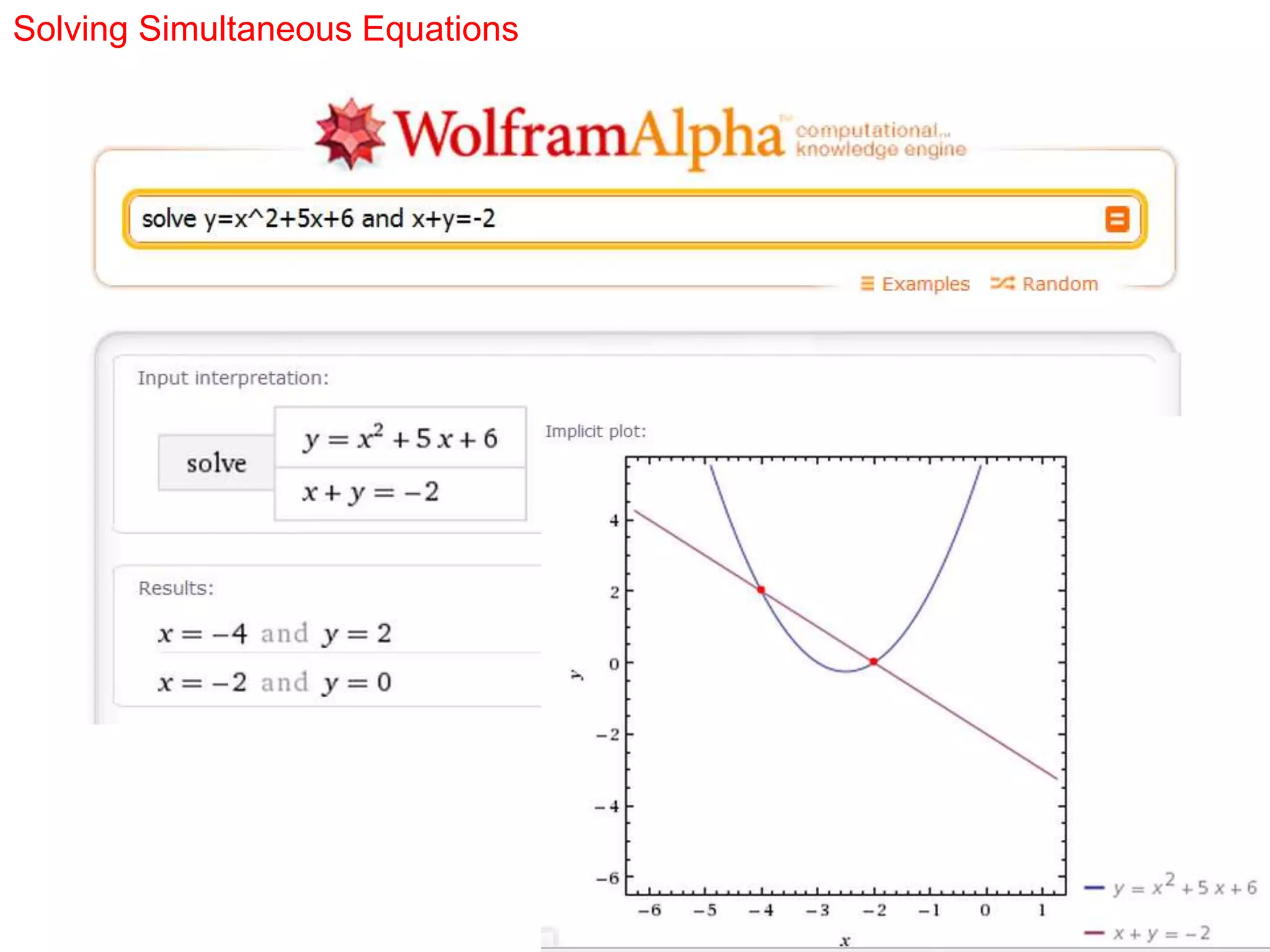 Solving Simultaneous Equations
 