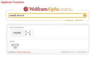 Algebraic Fractions