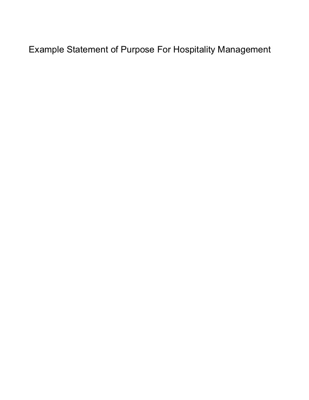Example Statement Of Purpose For Hospitality Management example-statement-of-purpose-for-hospitality-management