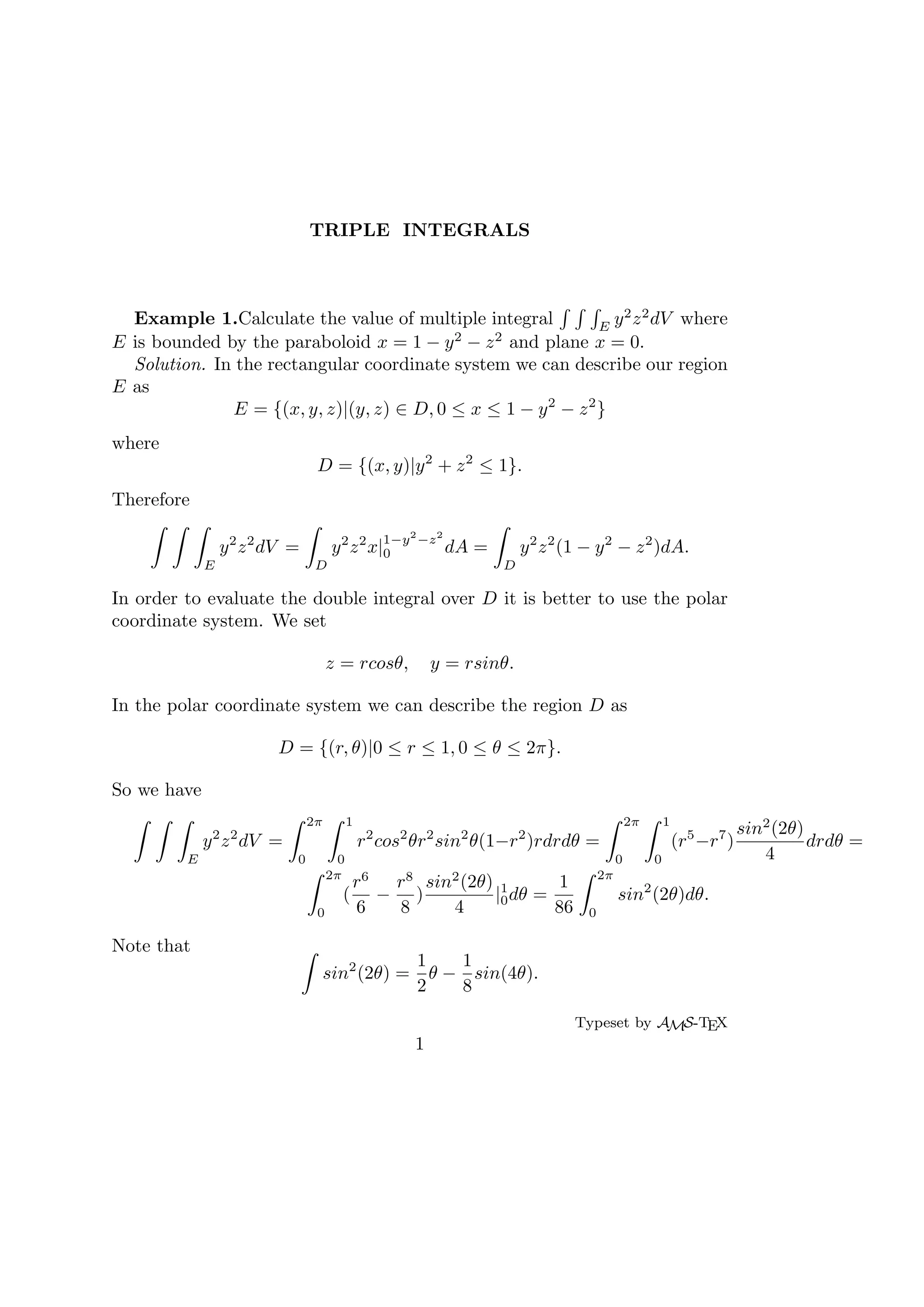 Example Triple Integral PDF Example Triple Integral PDF