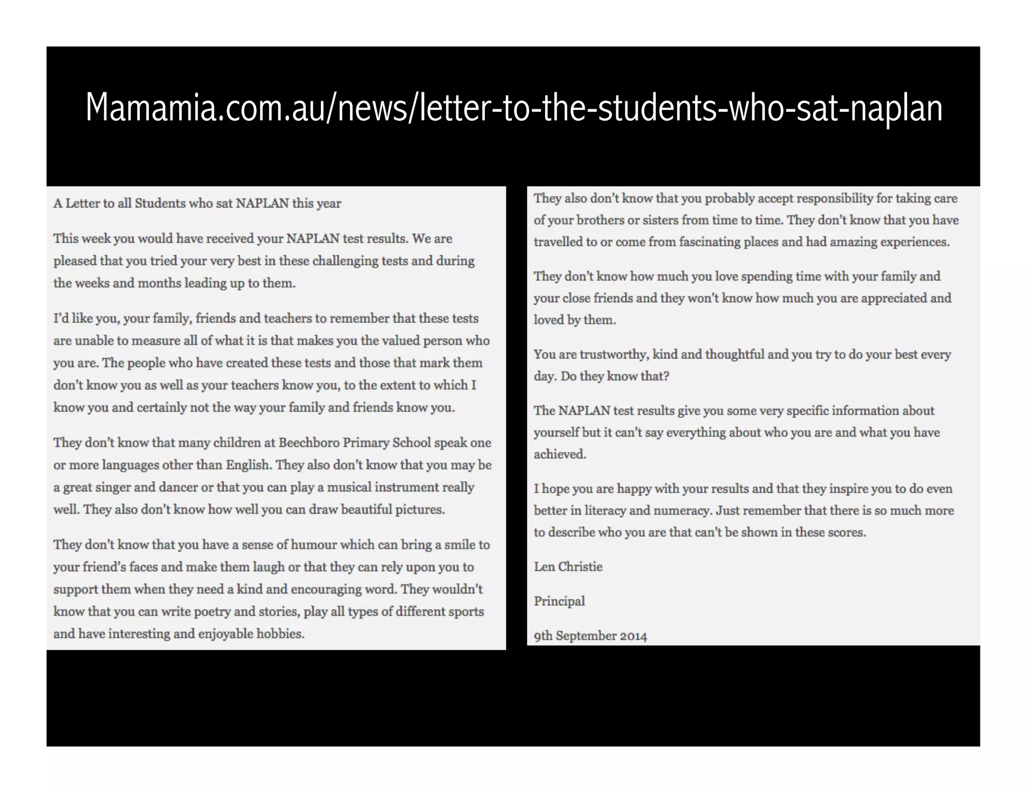 Mamamia.com.au/news/letter-to-the-students-who-sat-naplan 
 