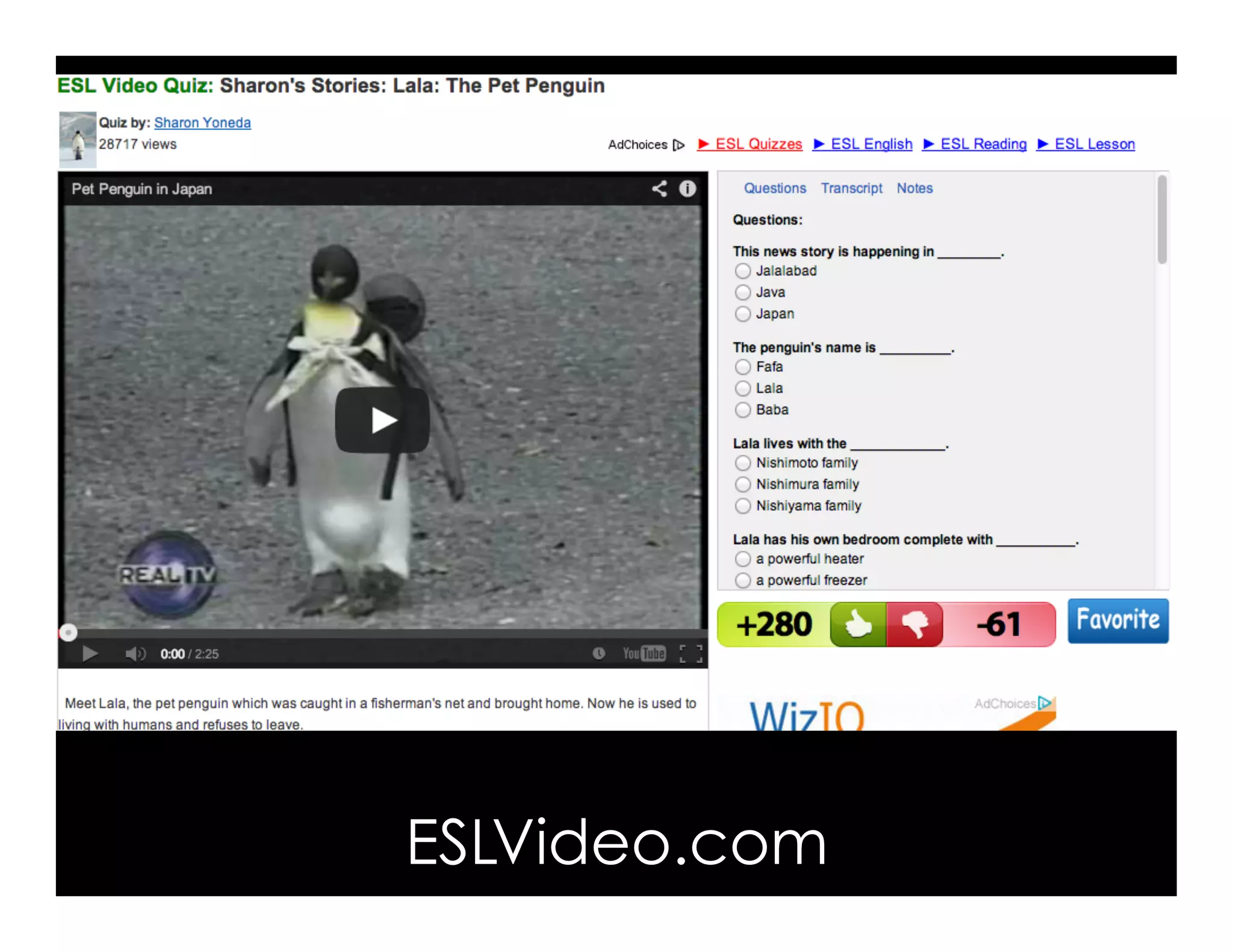 Character Texts 
ESLVideo.com 
 