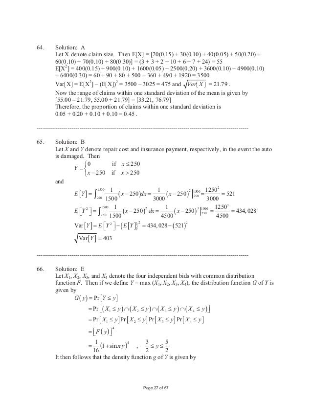 Exam P Samplesolutions