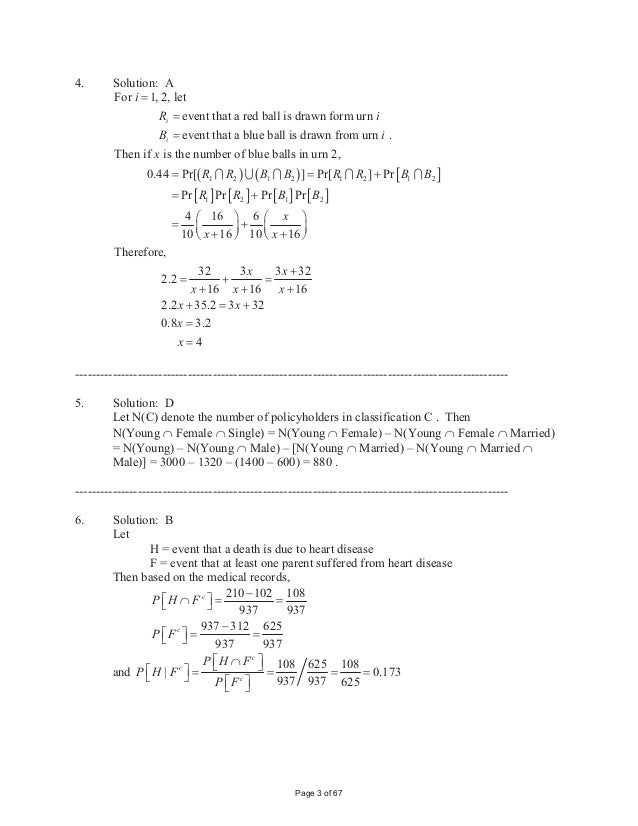 Exam P Samplesolutions