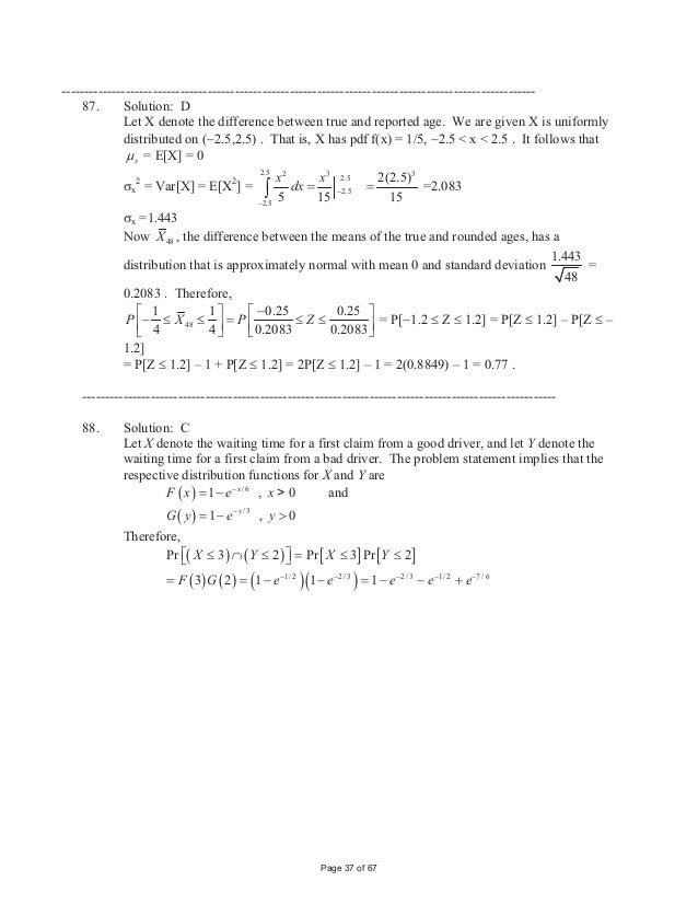 Exam P Samplesolutions