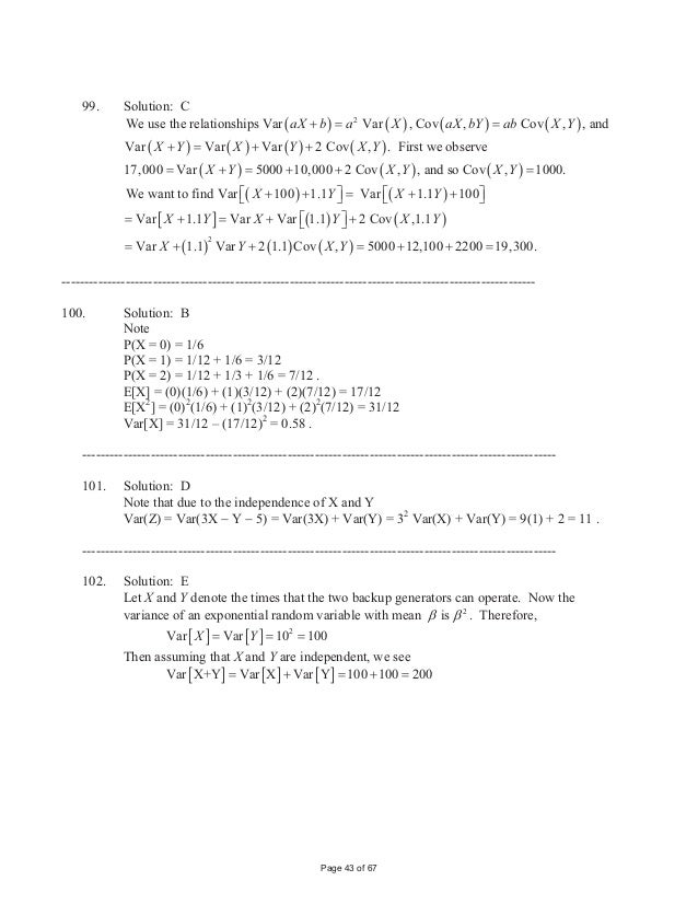 Exam P Samplesolutions