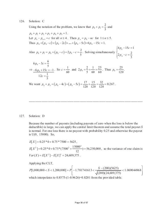 Exam P Samplesolutions