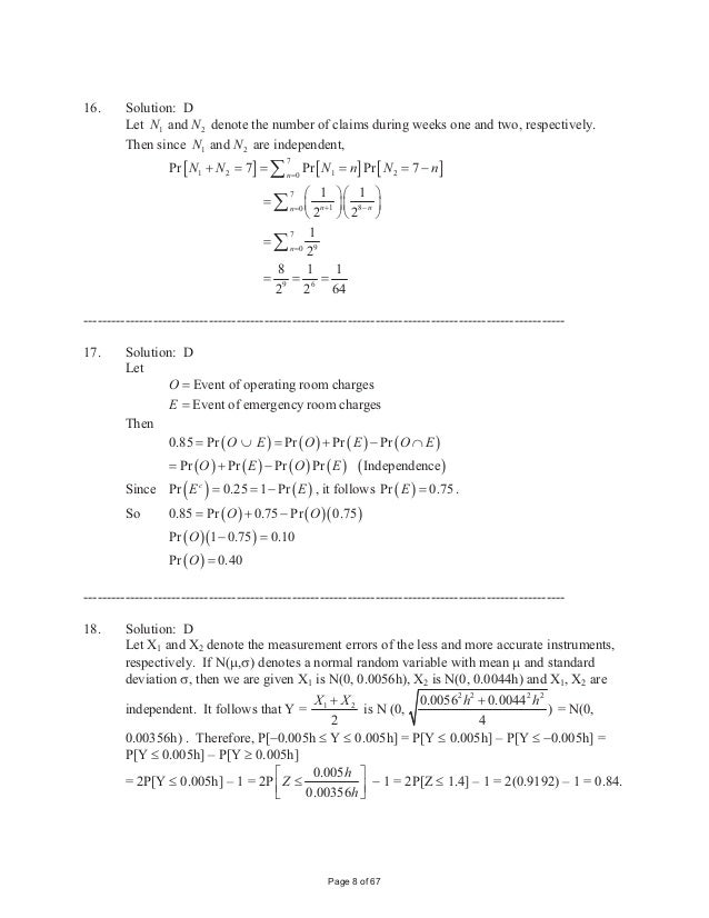 Exam P Samplesolutions