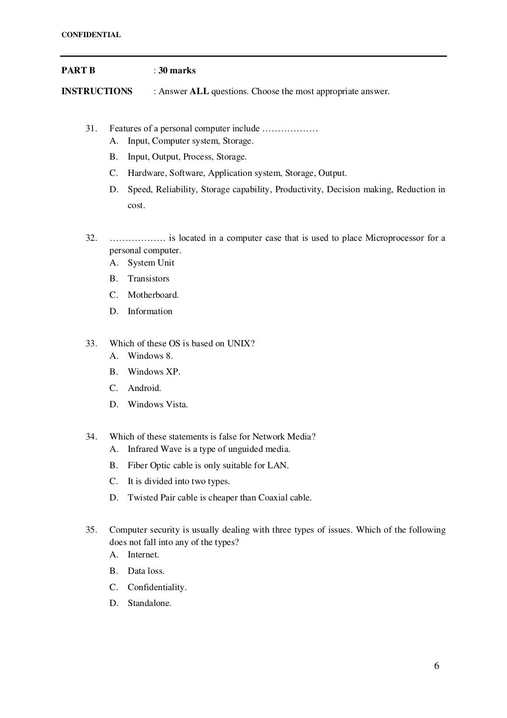 Exam question sample IT