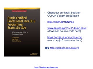 OCP Java (OCPJP) 8 Exam Quick Reference Card | PPTX