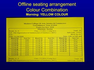 Offline seating arrangement
Colour Combination
Morning: YELLOW COLOUR
 