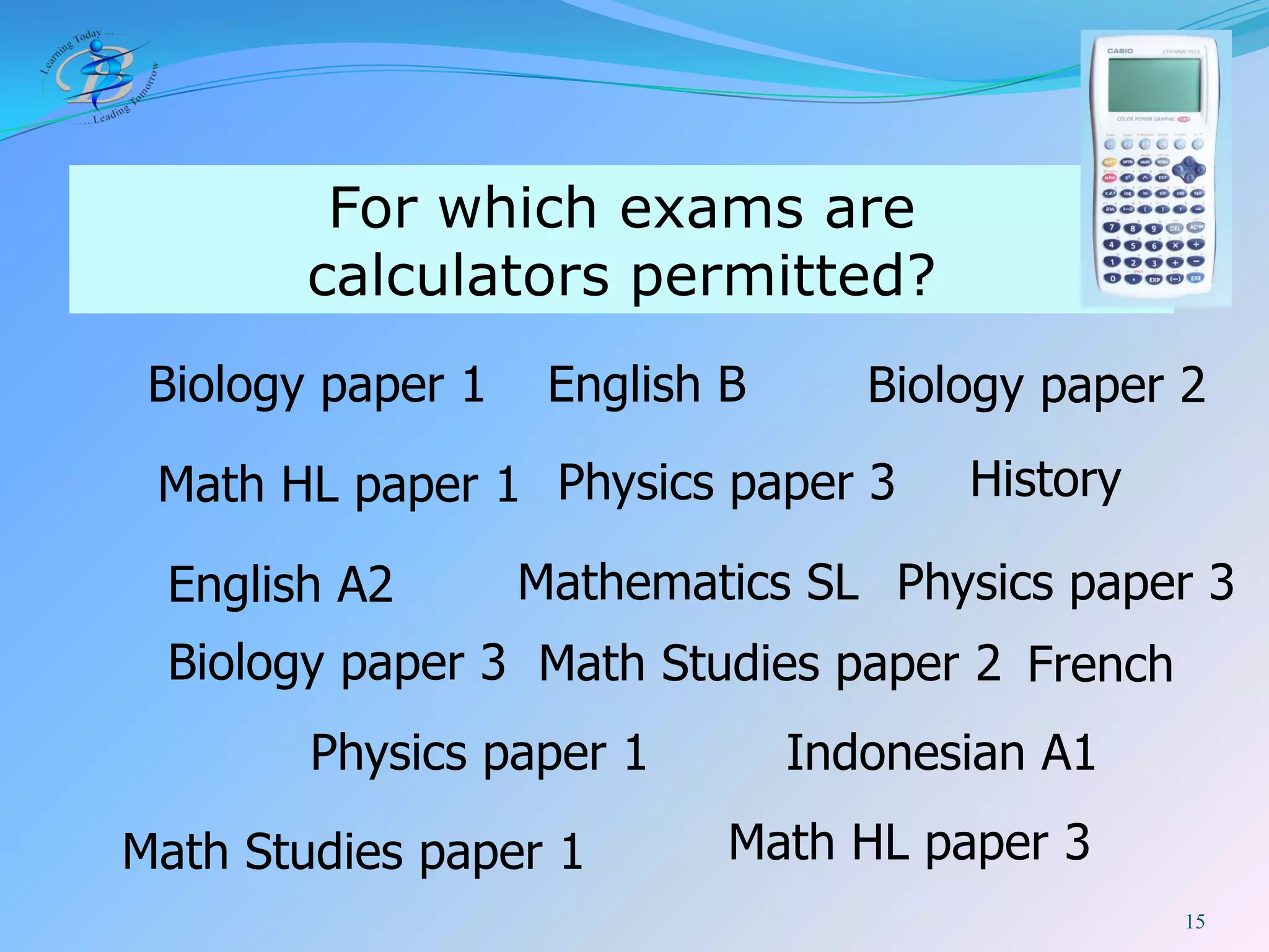 BIS IB DP Exam Rules 2009