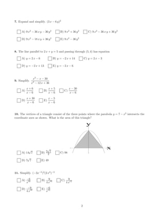 Exams In College Algebra