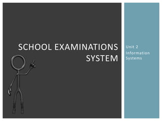 Unit 2
Information
Systems
SCHOOL EXAMINATIONS
SYSTEM
 