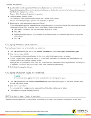 Testgen Answer Key Header Font Examview test generator userguide 8.1 | PDF